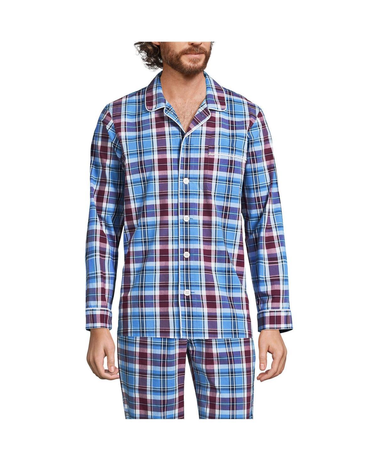 Big & Tall Lands End Broadcloth Pajama Sleep Shirt, Mens Deep Blue Product Image