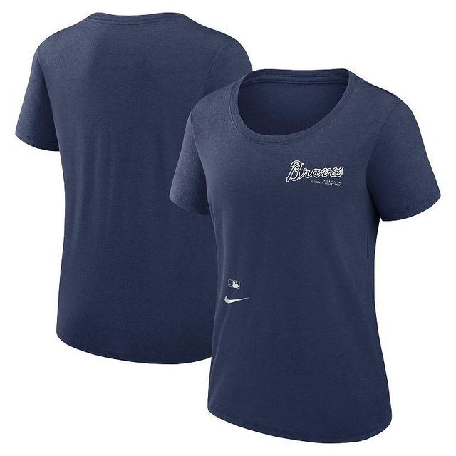 Womens Nike Atlanta Braves Authentic Collection Performance Scoop Neck T-Shirt Blue Product Image