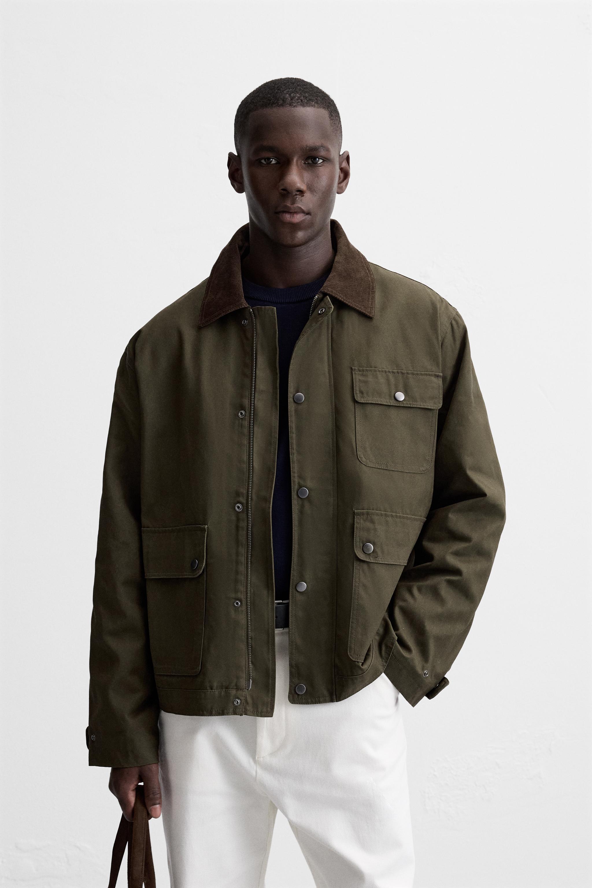 CONTRASTING COLLAR POCKET JACKET Product Image