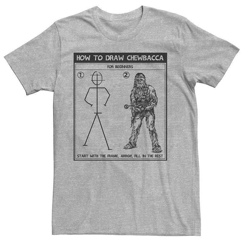 Mens Star Wars How to Draw Chewbacca Tee Athletic Grey Product Image