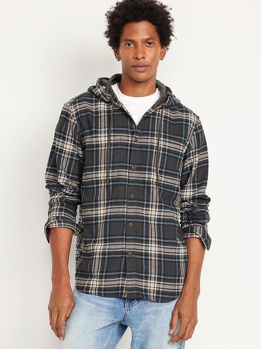 Hooded Flannel Shirt Product Image