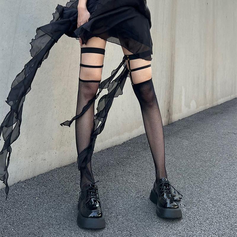 Plain Strappy Fishnet Stockings Product Image