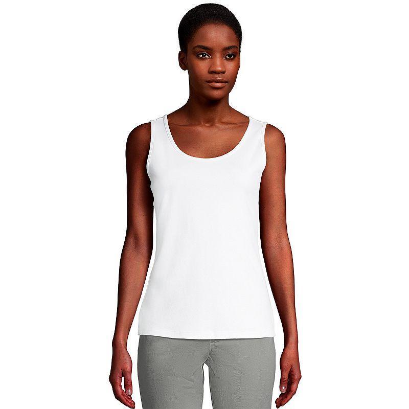 Petite Lands End Cotton Scoopneck Tank, Womens Blue Product Image