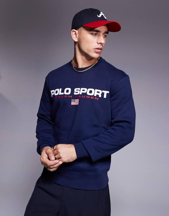 Polo Ralph Lauren Sports Capsule crew neck logo sweatshirt in navy Product Image