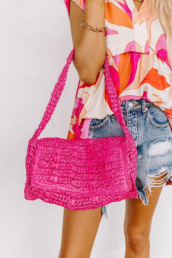 Sunny Days Ahead Woven Purse in Hot Pink Product Image