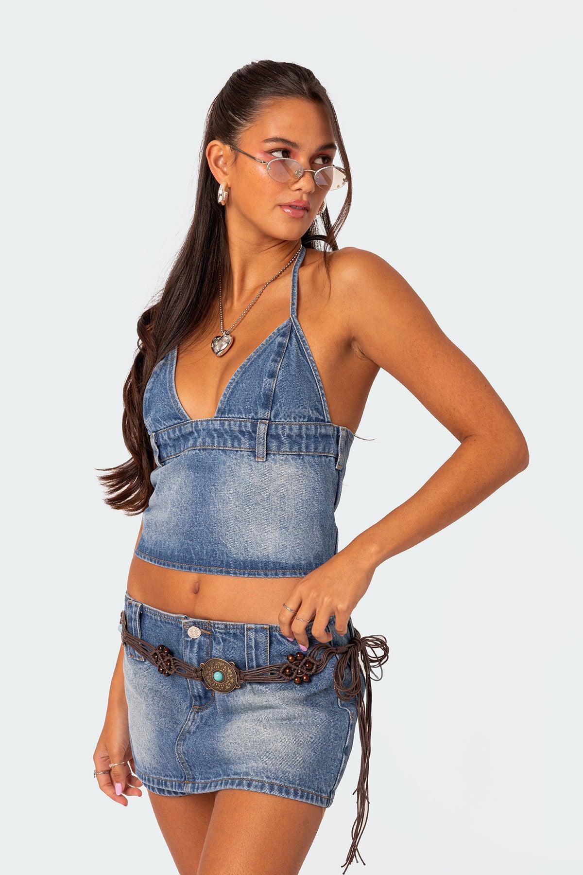 Wanona Denim Halter Top Product Image