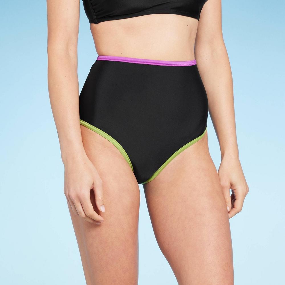 Womens Contrast Binding High Waist Bikini Bottom - Shade & Shore Black X Product Image