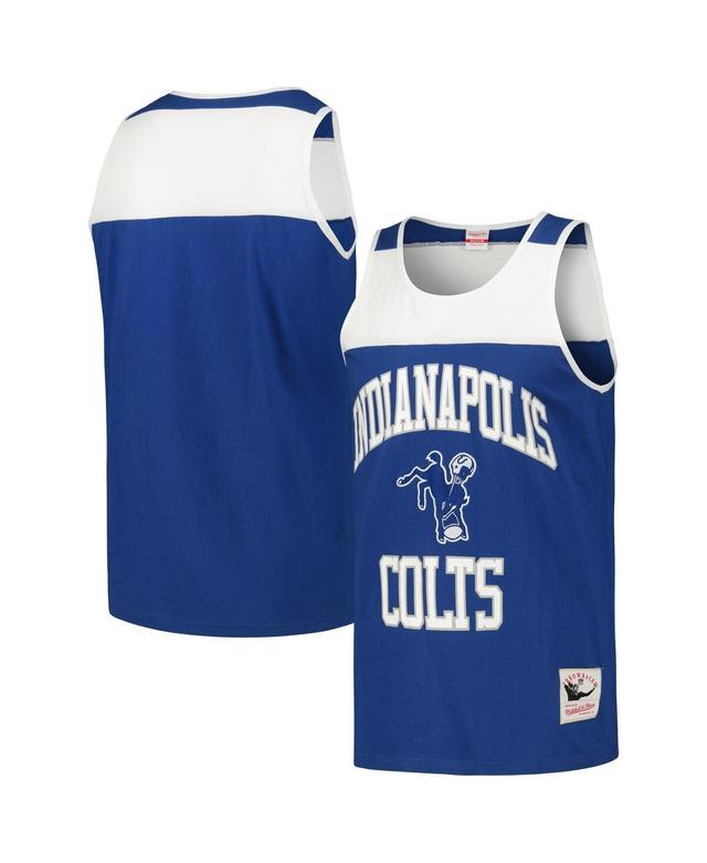 Mens Mitchell & Ness Royal and White Indianapolis Colts Heritage Colorblock Tank Top - Royal Product Image