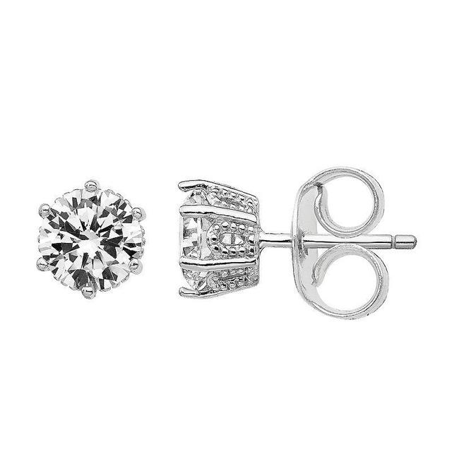 Sophie Miller Sterling Silver Rhodium-Plated Cubic Zirconia Earrings, Womens Product Image