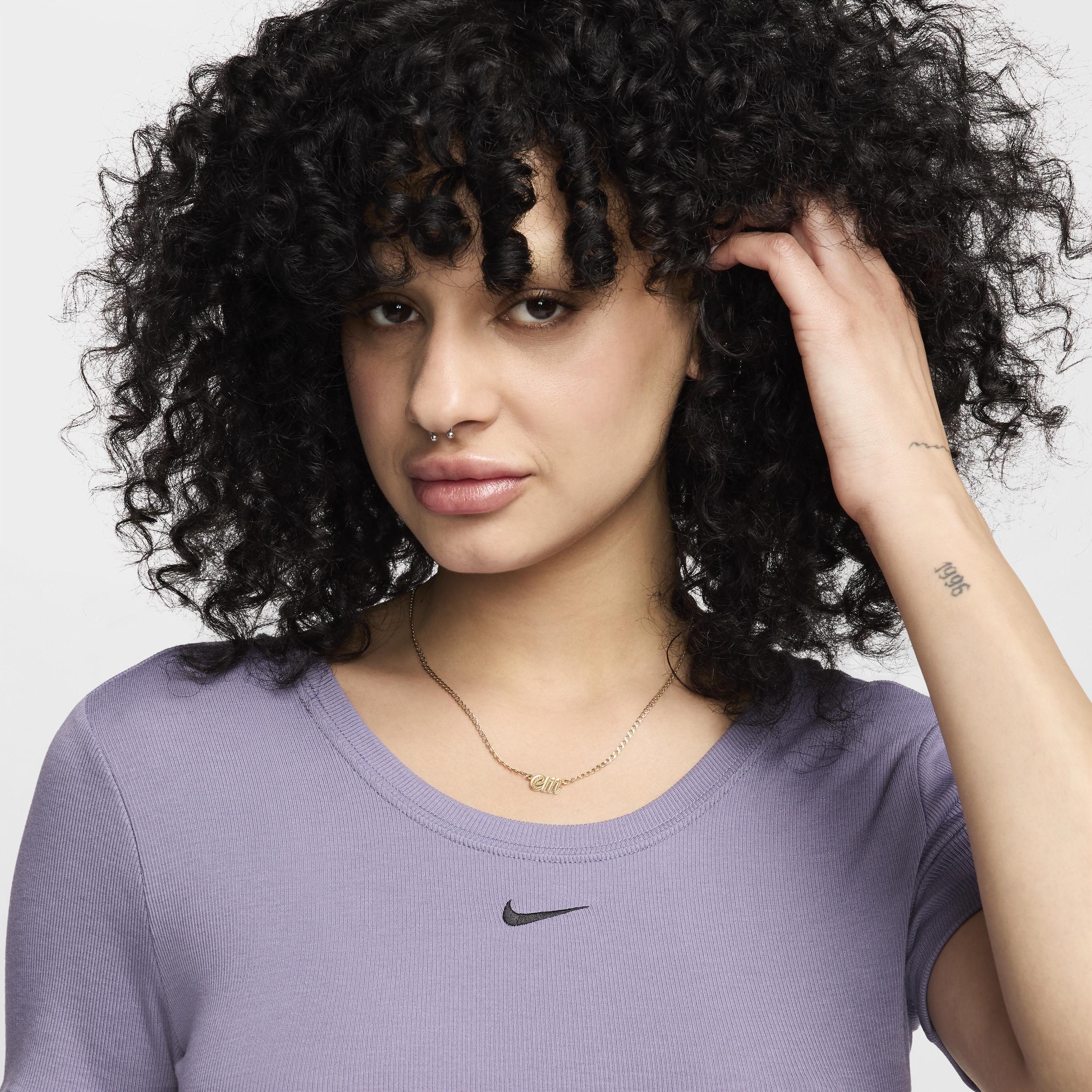 Women's Nike Sportswear Chill Knit Tight Scoop-Back Short-Sleeve Mini-Rib Top Product Image