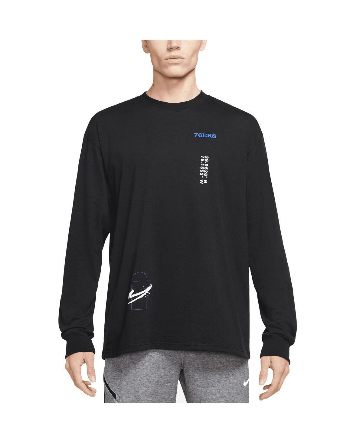 Mens Nike Black Philadelphia 76ers Courtside Established City Max90 Long Sleeve T-shirt Product Image