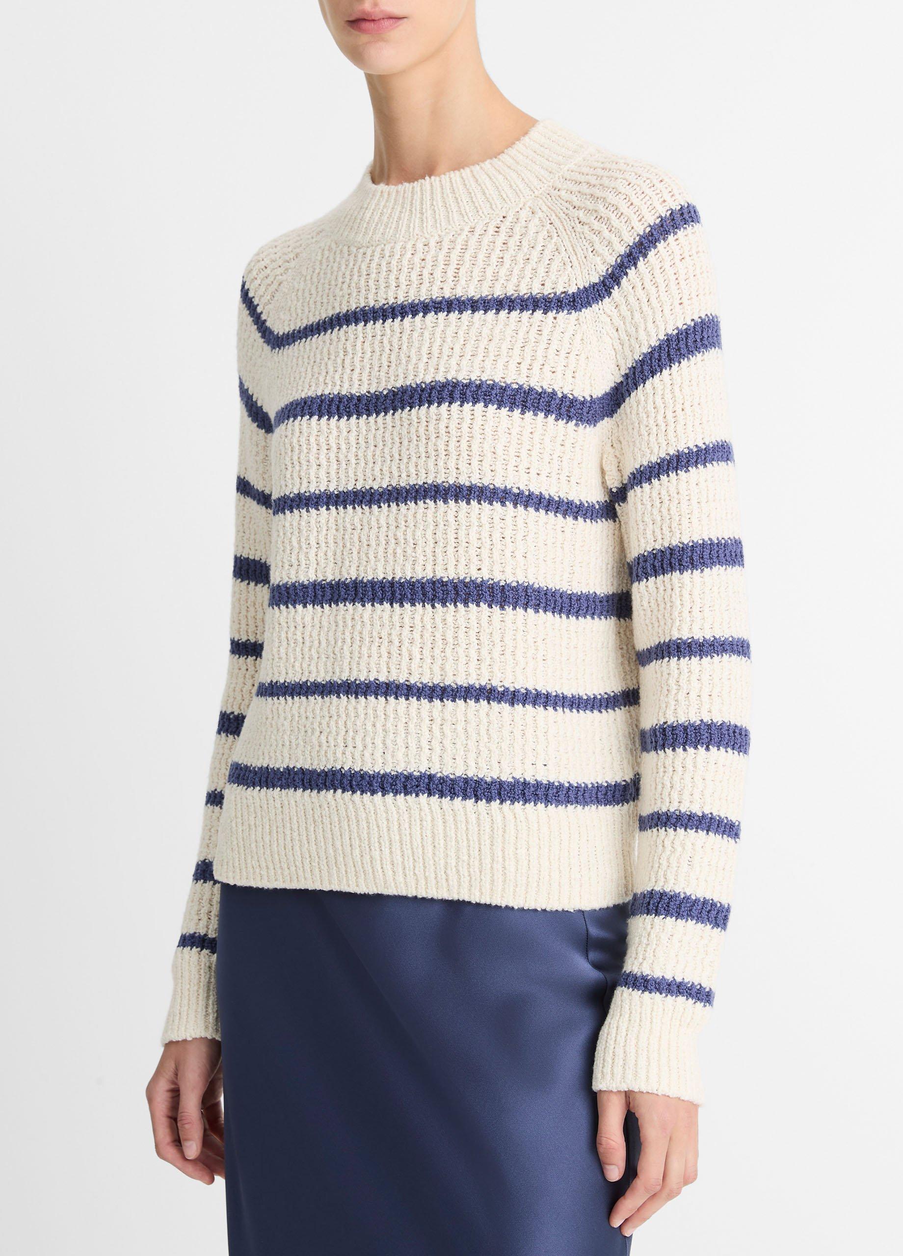 Ribbed Stripe Cotton-Blend Pullover Product Image