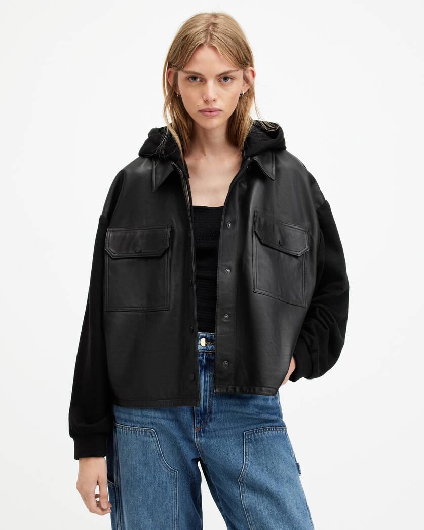 Morten Oversized Leather Trucker Jacket Product Image