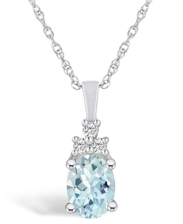 Alyson Layne 14k White Gold Oval Aquamarine & 1/10 Carat T.W. Diamond Pendant Necklace, Womens Product Image