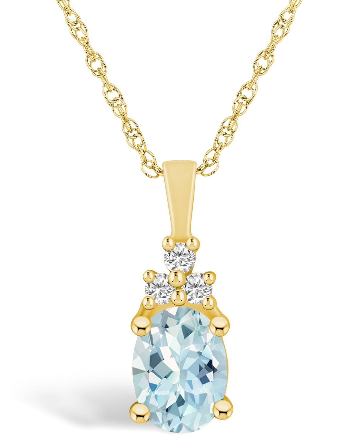 Alyson Layne 14k Gold Oval Aquamarine & 1/10 Carat T.W. Diamond Pendant Necklace, Womens Product Image