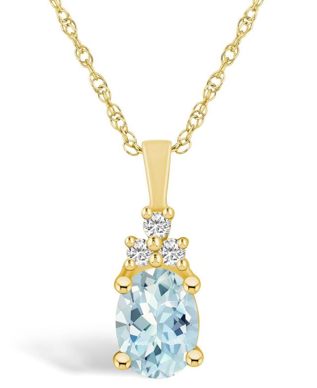 Alyson Layne 14k Gold Oval Aquamarine & 1/10 Carat T.W. Diamond Pendant Necklace, Womens Blue Product Image