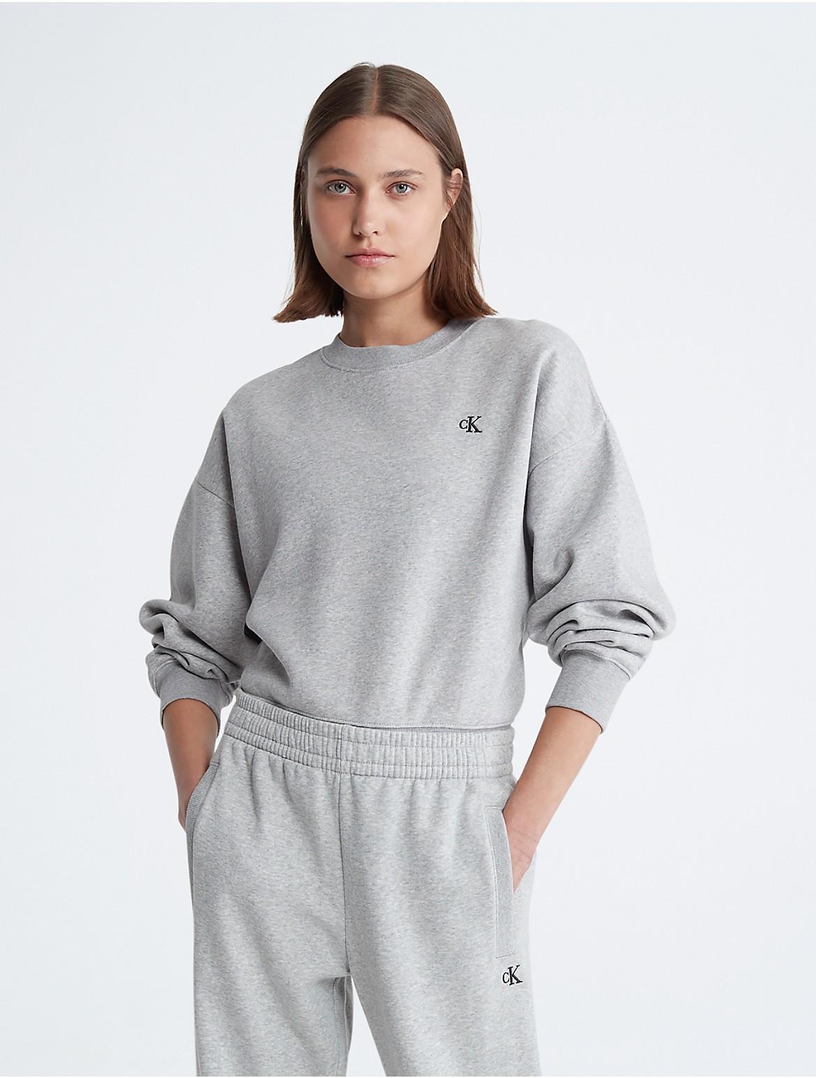 Calvin Klein Womens Archive Logo Fleece Cropped Sweatshirt - Grey - S Product Image