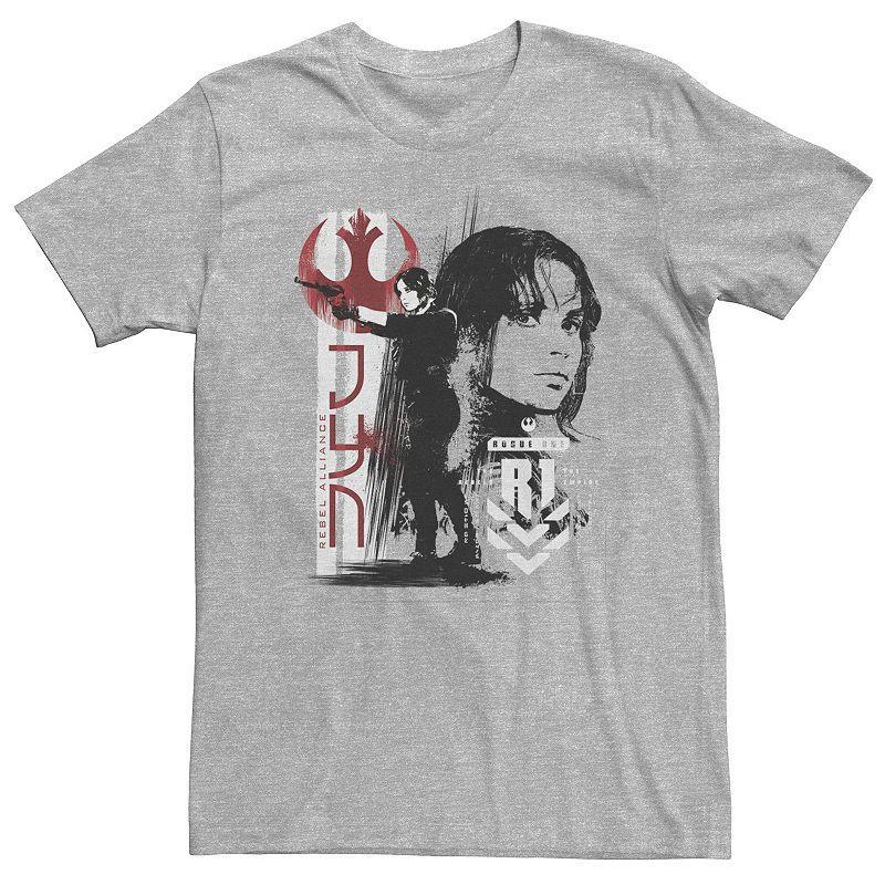 Big & Tall Star Wars Rogue One Jyn Grunge Profile Tee, Mens Athletic Grey Product Image