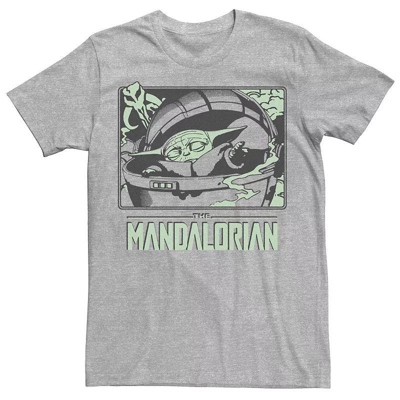 Mens Star Wars: The Mandalorian The Child Magic Hand Thing Panel Tee Athletic Grey Product Image