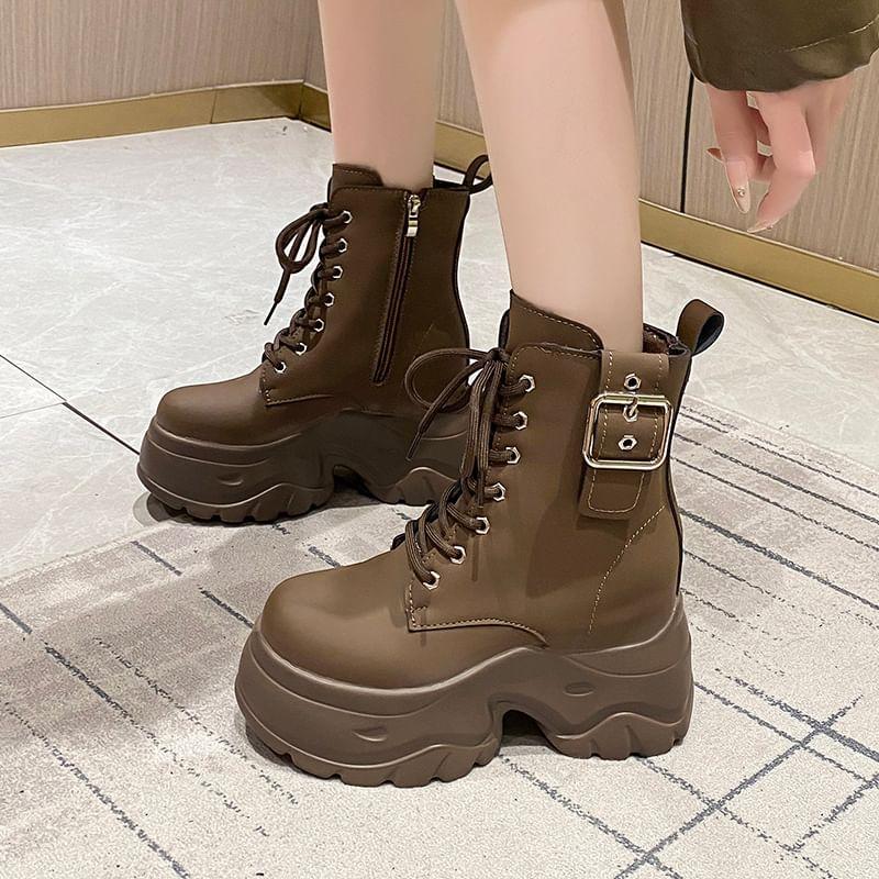 Platform Lace-Up Short Boots product image