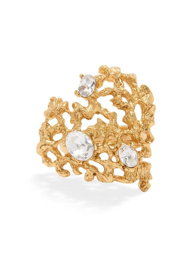 Womens Goldtone & Glass Crystal Coral Heart Ring Product Image