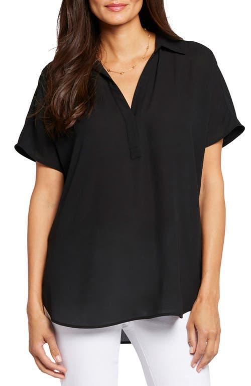 NYDJ Womens Becky Short Sleeved Blouse in Black, Regular, Size: XXS | Polyester Product Image