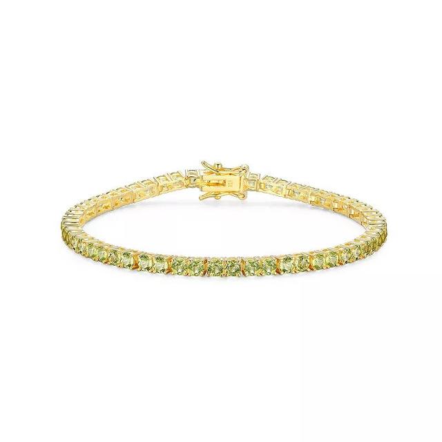 18k Gold over Silver Birthstone Tennis Bracelet, Womens Genuine Peridot August Product Image