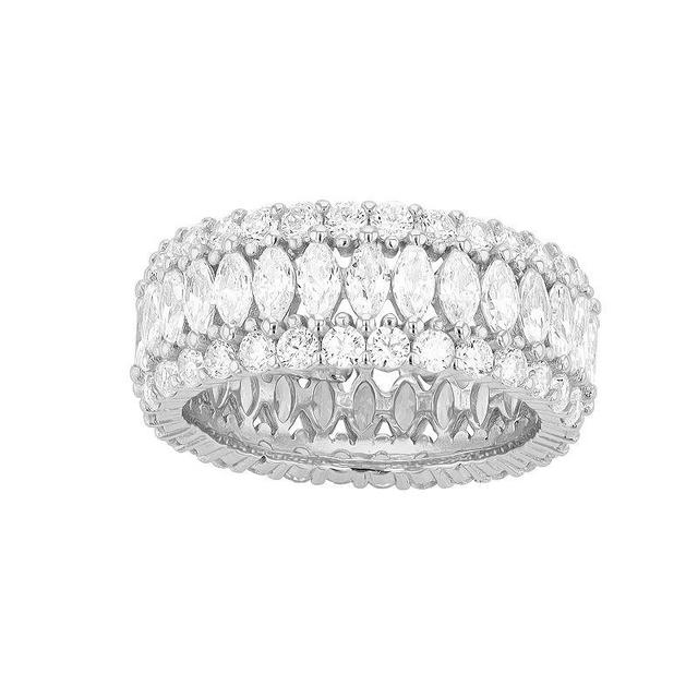 Sterling Silver Cubic Zirconia Triple-Row Eternity Ring, Womens Product Image