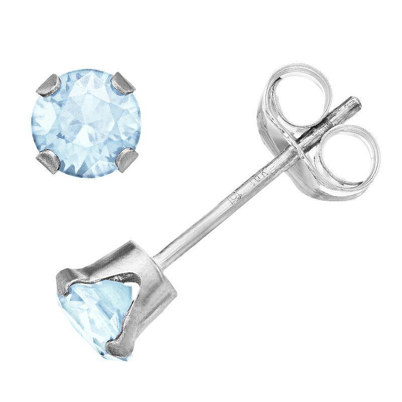 Pure Gem Collection 10k White Gold 4 mm Aquamarine Stud Earrings, Womens, 10k Whgold Product Image