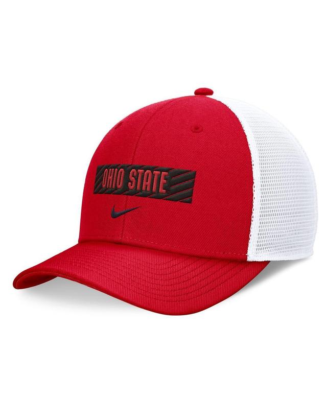 Nike Mens Scarlet Ohio State Buckeyes 2024 Sideline Trucker Adjustable Hat - Scarlet, White Product Image