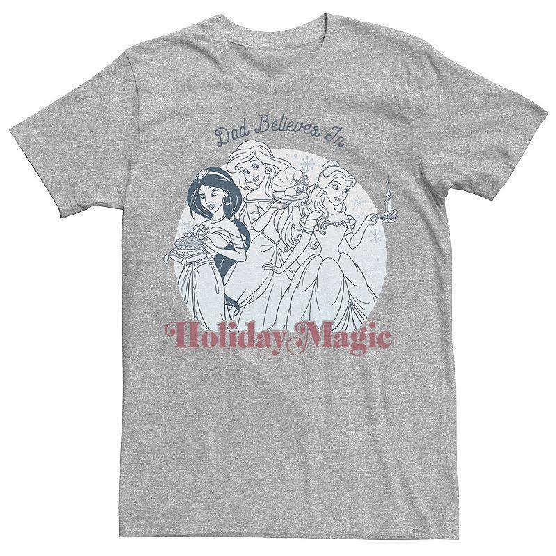 Mens Disney Princesses Dad Believes Holiday Magic Tee Athletic Grey Product Image