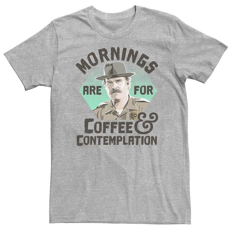 Big & Tall Stranger Things Hopper Mornings Are For Coffee Contemplation Tee, Mens Athletic Grey Product Image