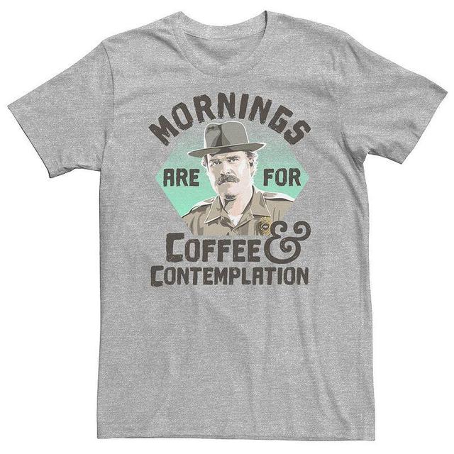 Big & Tall Stranger Things Hopper Mornings Are For Coffee Contemplation Tee, Mens Athletic Grey Product Image