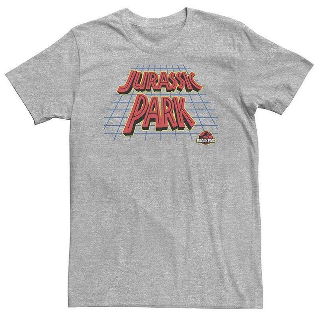 Big & Tall Jurassic Park Grid Logo Tee, Mens Athletic Grey Product Image