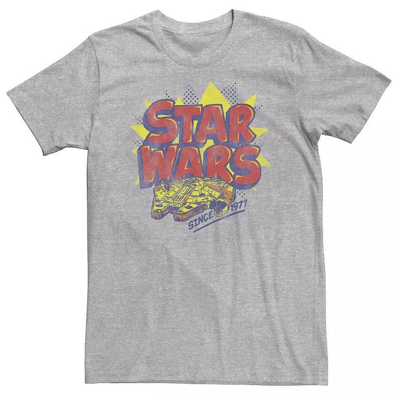 Big & Tall Star Wars Millennium Falcon Vintage Retro Logo Tee, Mens Athletic Grey Product Image