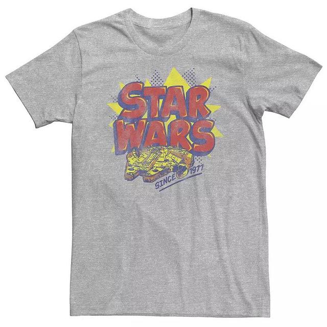 Big & Tall Star Wars Millennium Falcon Vintage Retro Logo Tee, Mens Athletic Grey Product Image