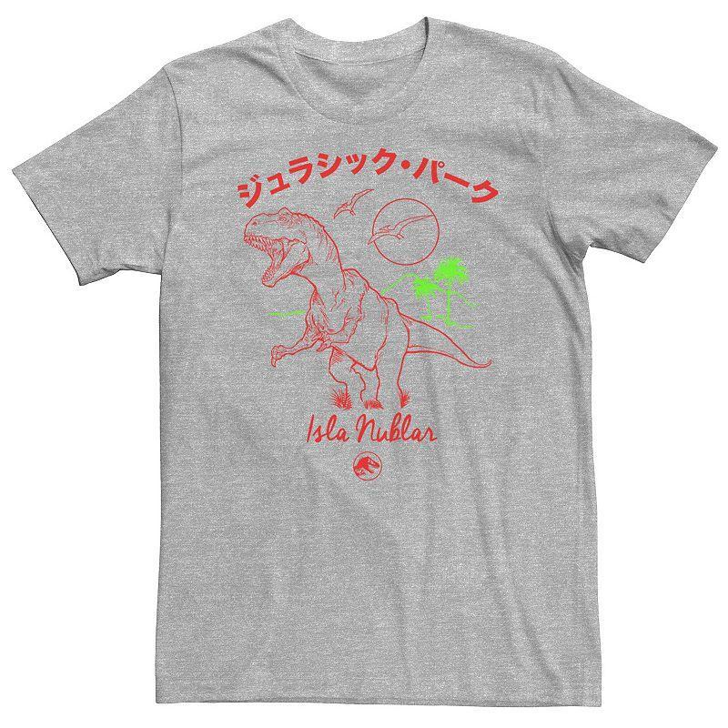 Big & Tall Jurassic Park Isla Nublar Kanji Line Art Tee, Mens Athletic Grey Product Image