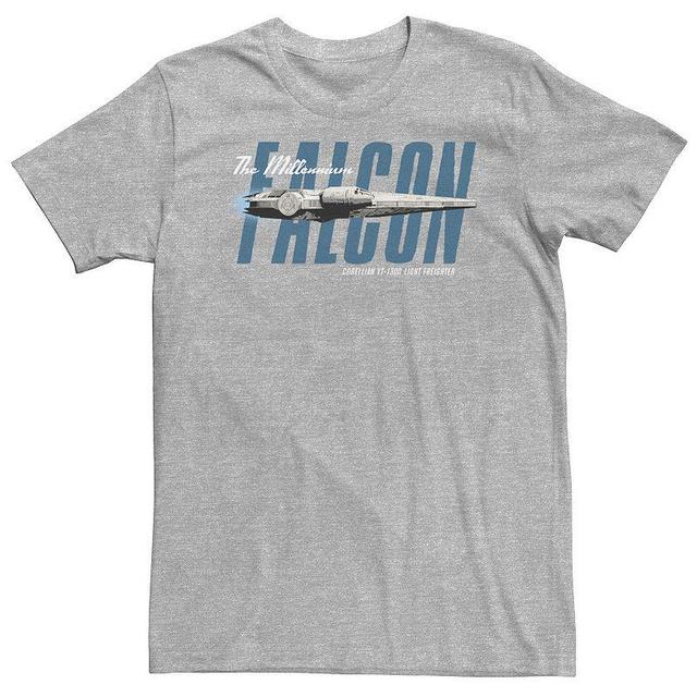 Big & Tall Star Wars Han Solo Movie Falcon Flyby Text Tee, Mens Athletic Grey Product Image