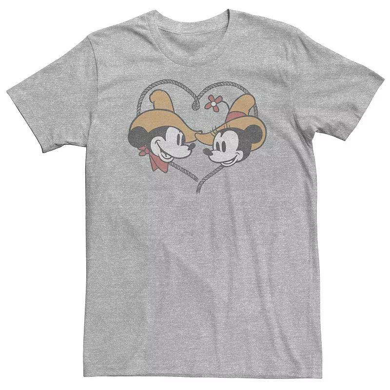 Big & Tall Disney Mickey And Friends Mickey & Minnie Mouse Cowboy Heart Tee, Mens Athletic Grey Product Image