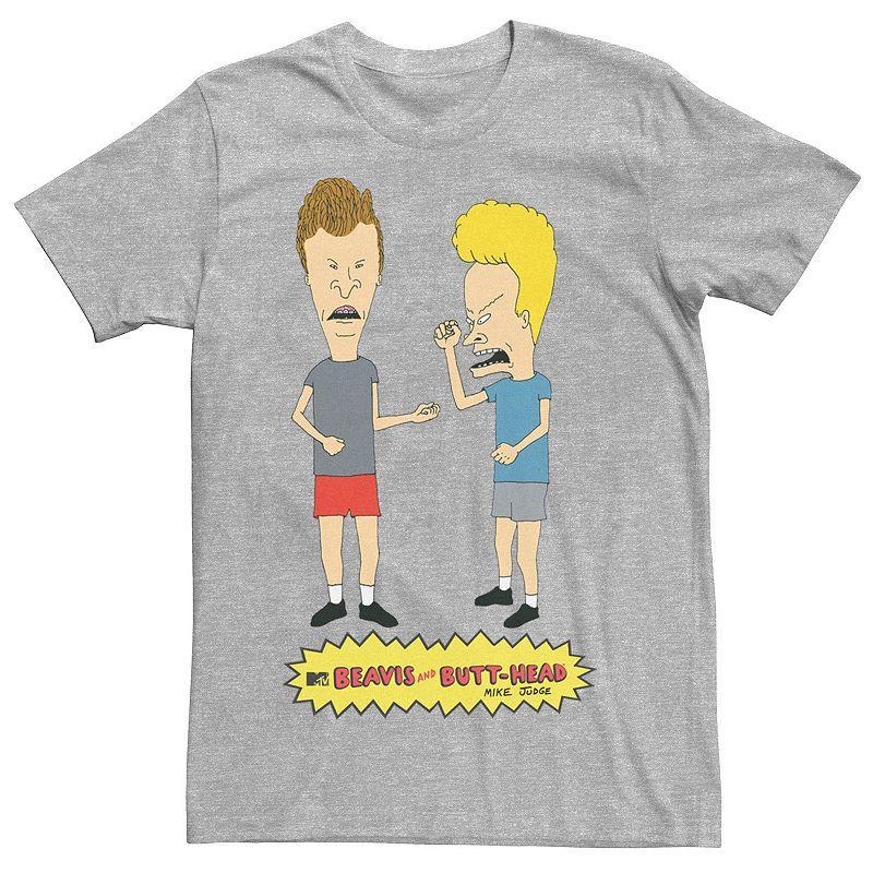 Mens Beavis & Butthead Metal Group Shot Logo Tee Athletic Grey Product Image