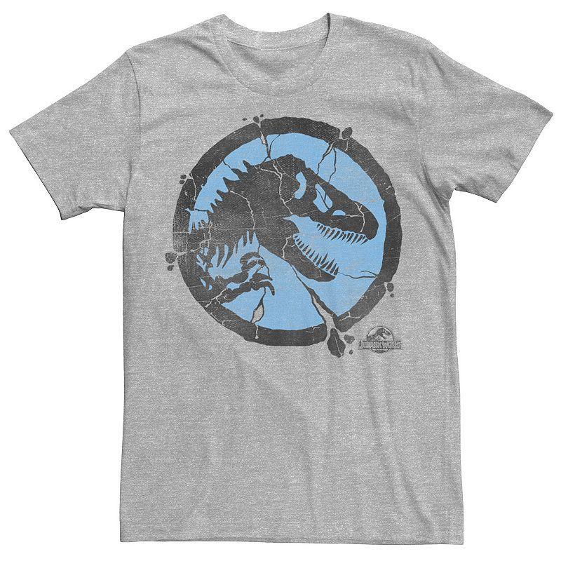 Mens Jurassic World Black and Blue Cracked Logo Tee Athletic Grey Product Image