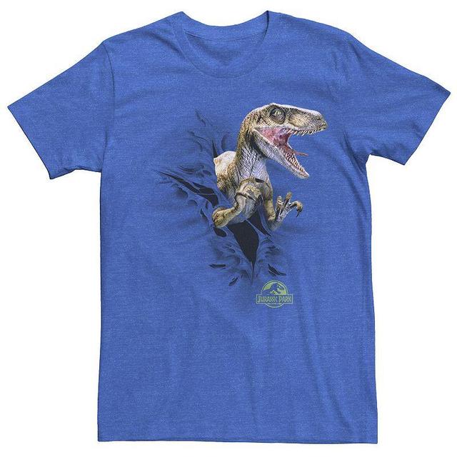 Mens Jurassic Park Ripping Velociraptor Graphic Tee Royal Grey Product Image