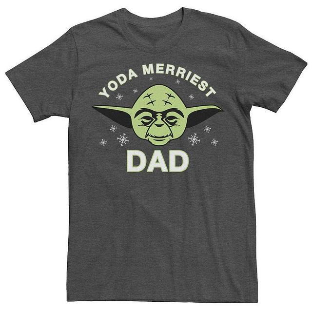 Mens Star Wars Christmas Yoda Merriest Dad Tee Grey Heather Product Image