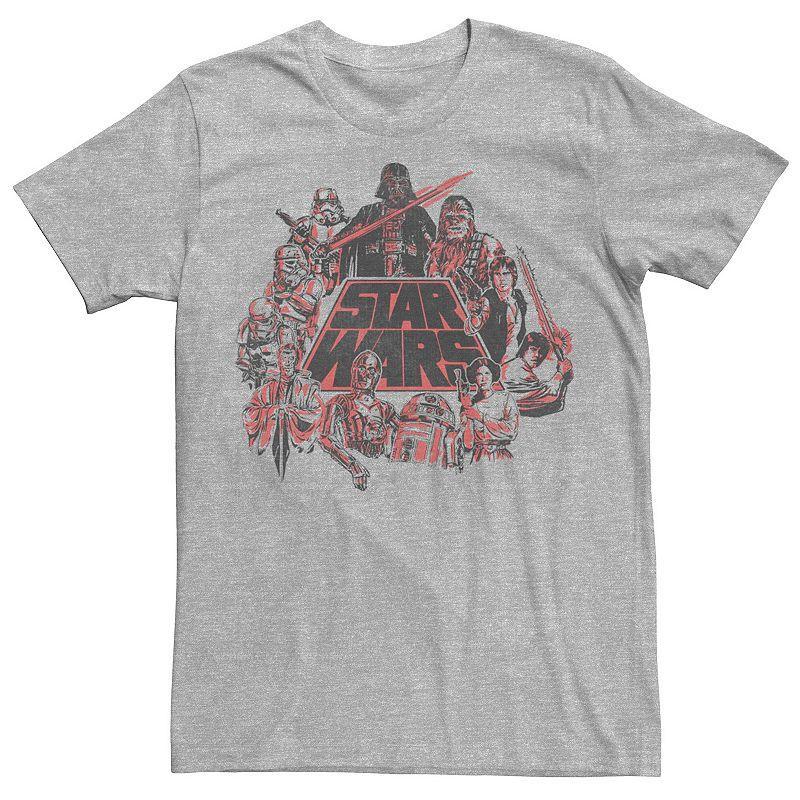 Mens Star Wars A New Hope Group Shot Logo Tee Athletic Grey Product Image