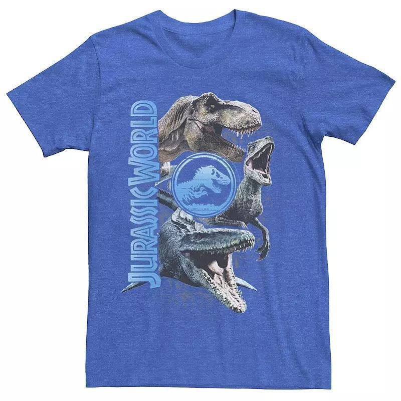 Mens Jurassic World Two Dinosaur Logo Stack Tee Grey Product Image