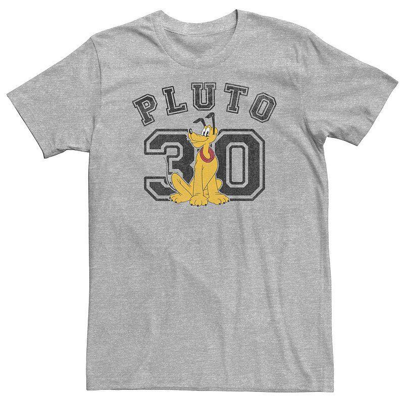 Disneys Pluto Big & Tall Varsity Text #30 Portrait Tee, Mens Athletic Grey Product Image