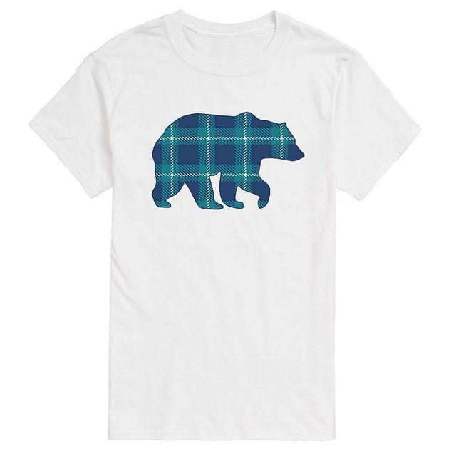 Big & Tall Navy Plaid Bear Tee, Mens Product Image