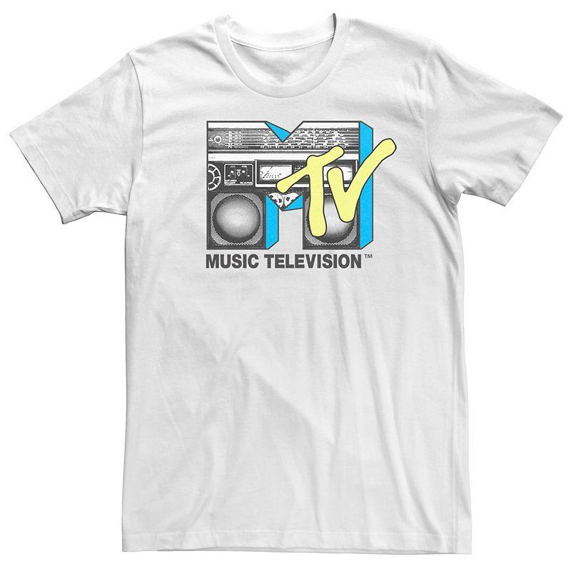 Mens MTV Logo Black And Yellow Boombox Tee White Product Image