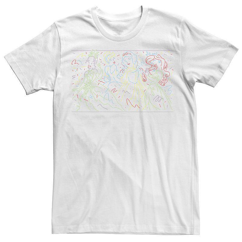 Mens Disney Princesses Neon Line Art Group Shot Tee Product Image