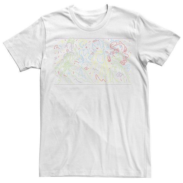 Mens Disney Princesses Neon Line Art Group Shot Tee Product Image